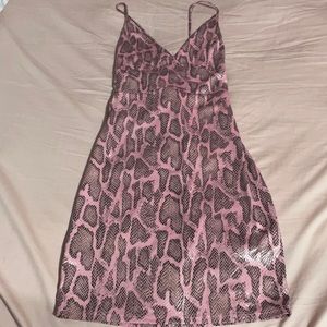 Pink Snake Print Mini Dress